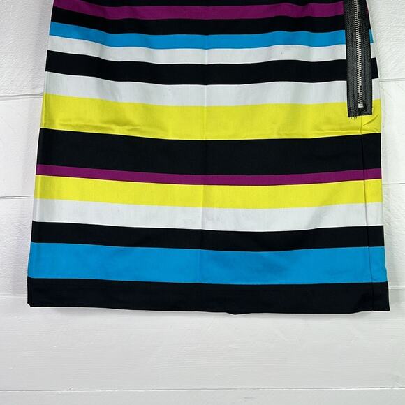 WORTHINGTON Purple Blue Yellow Striped Multi Color Side Zipper Mini Skirt Size 4 - Picture 6 of 11